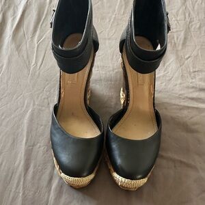 Black Espadrille Wedge Sandals
